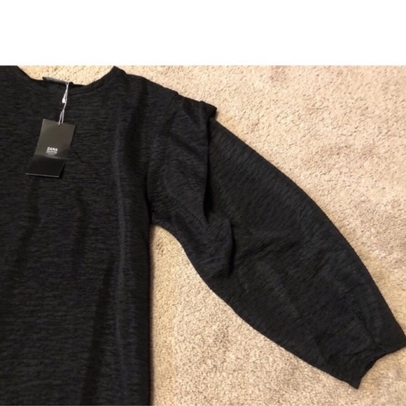 🆕 Zara textured pullover crew neck stretchy knee length long sleeve dr… - Picture 7 of 10